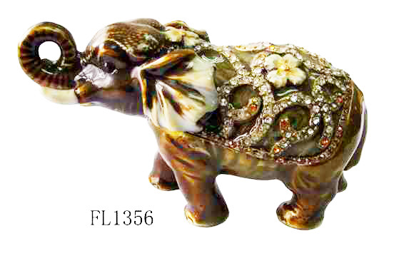 Indian elephant shape metal enamel jewelry gift boxes for necklaces