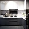 Buy cheap L Shaped PET Modern Kitchen Cabinet White And Grey With Pull Out Storage Basket from wholesalers