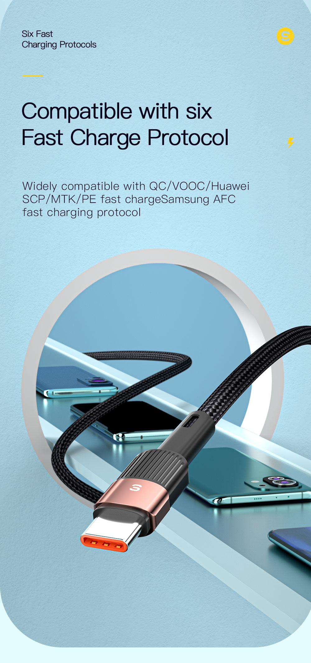Fast Charging Type C Cable 6A 1M 2M 3M 66W Fully Compatible Cable Type C