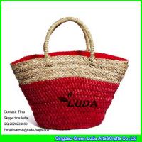 Buy cheap LUDA red monogrammed beach bags seagrass woven straw bags product