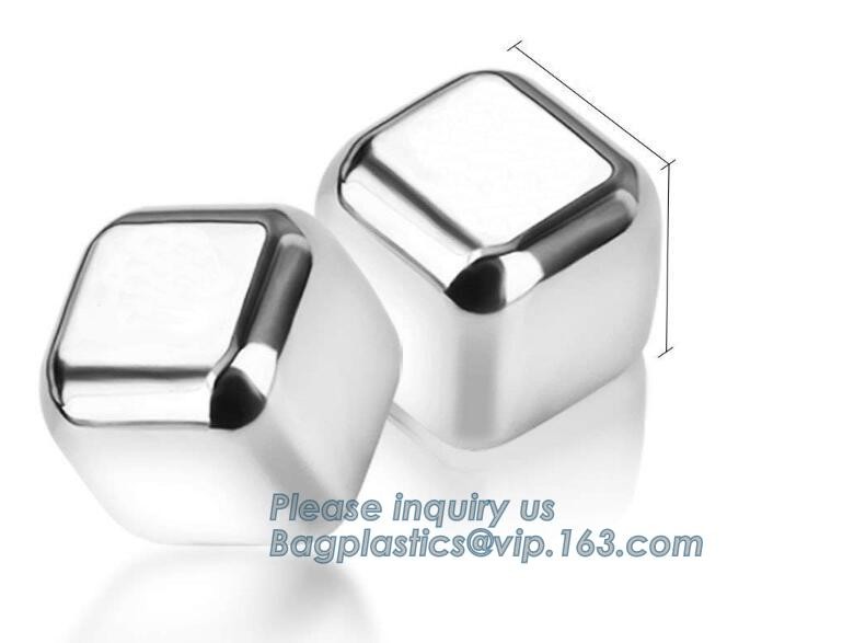 Customized stainless steel whiskey ice cube stone, Mini Stainless Steel Ice Cube Whisky Stone wholesale, bagease, pac