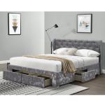 Plywood Linen Fabric Winged Ottoman Storage Bed Double Size
