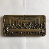 Buy cheap DN01 Coffin Hardware Casket Decoration Metal Last Supper Nameplate 18 * 6 Cm product
