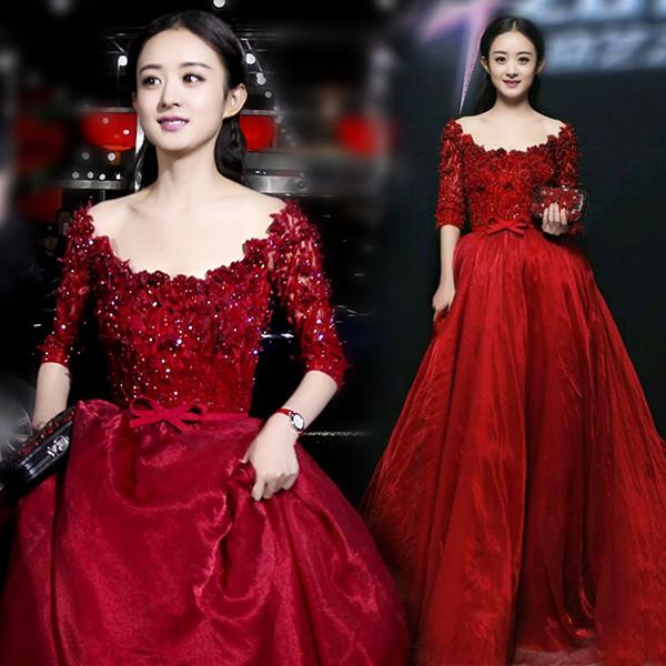Buy cheap Wine Red Half Sleeves Grace Evening Dresses TSJY018 from wholesalers