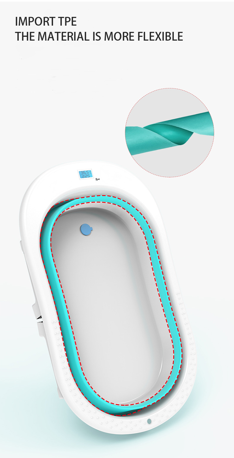 3 Colors Choose Customized Logo Collapsible Infant Tub Bigger Size Kids Bathtub With Thernometer Display