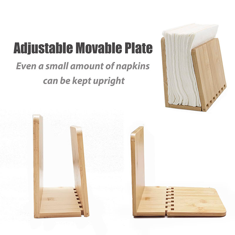 Bamboo Napkin Holder Adjustable Wood Storage Rack for Dining Room Picnic Kitchen Table