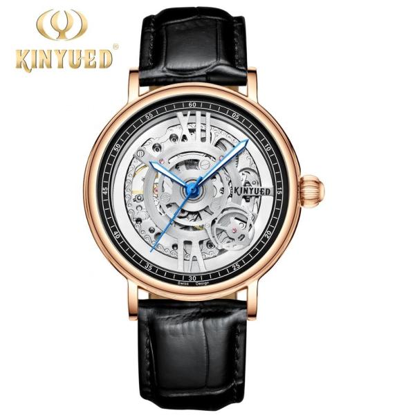 Buy cheap KINYUED simple fashion waterproof manufacturer watches custom logo mechanical automatic watch from wholesalers