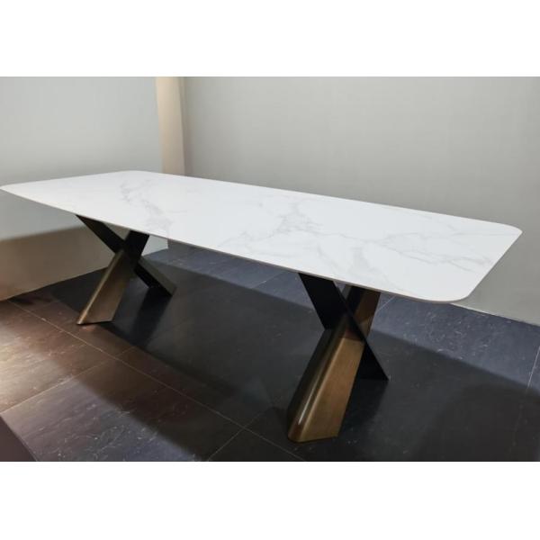 Modern Ceramic Marble Top Dining Table With Chair Rectangle Shape