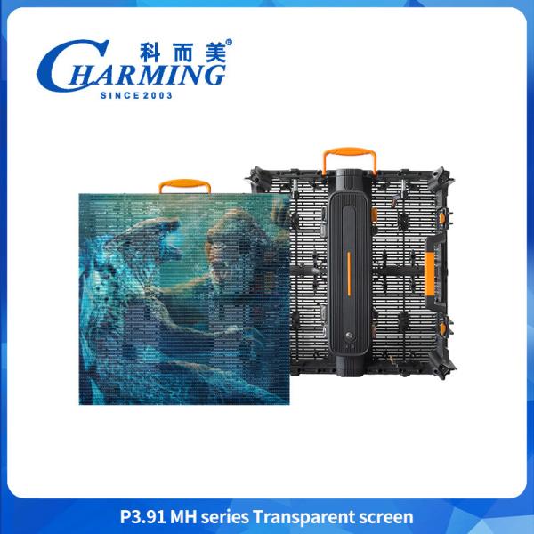 Outdoor LED Curtain Display Transparent 3.91mm Glass Window Video Wall For