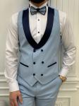 Perris Ice Blue Three Piece Tuxedo Slim Fit For Wedding Day
