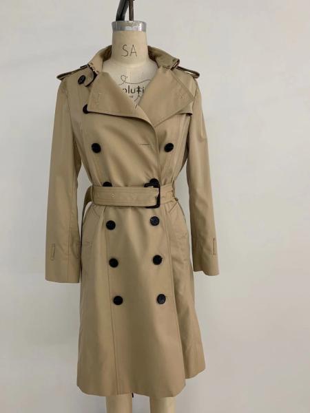 Buy cheap 100% Cotton Ladies Long Trench Coat Waist belt Style Type NA Certification from wholesalers