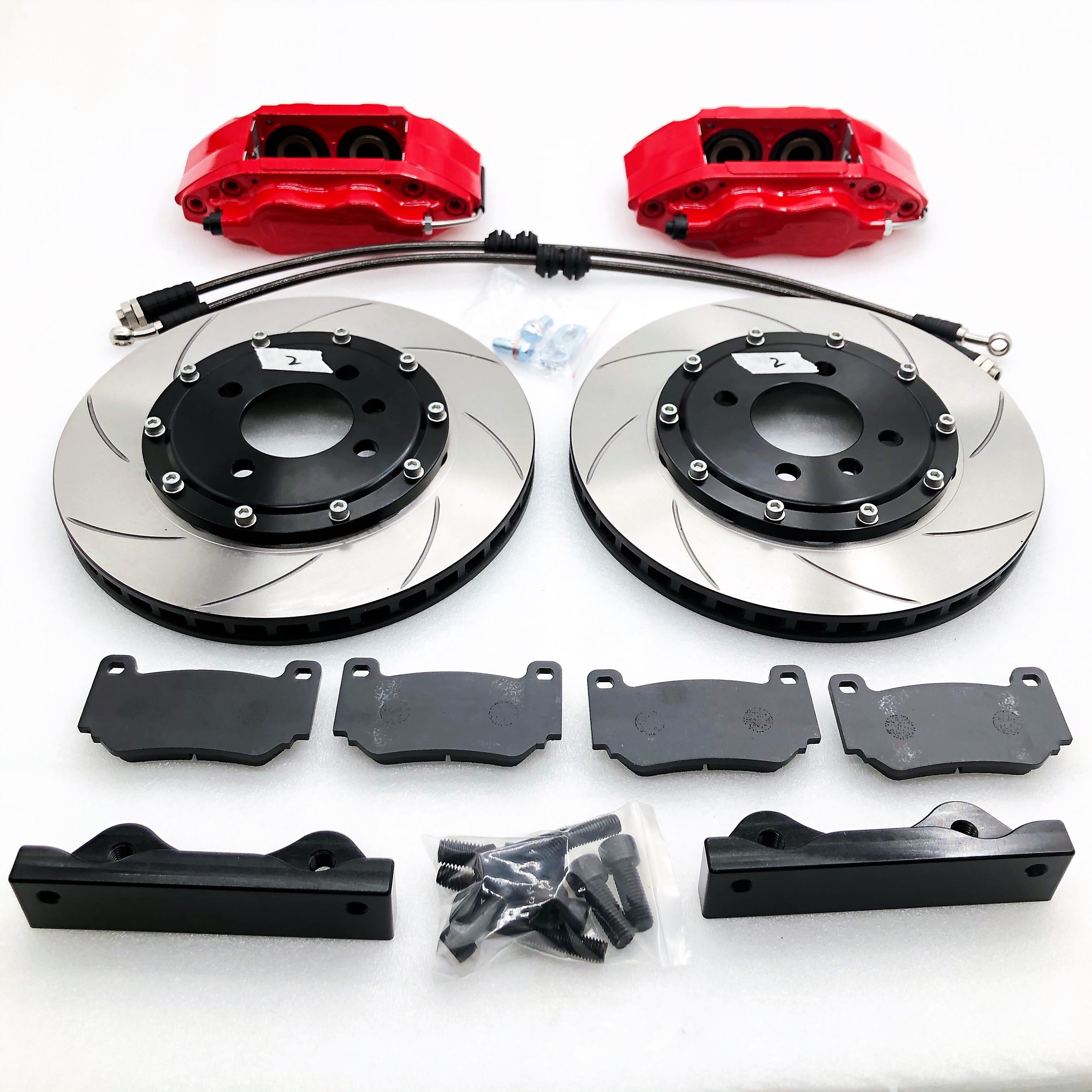 7075 Aluminum 4 Pot Brake Kit Disc 285*24mm With Blue Center Bell