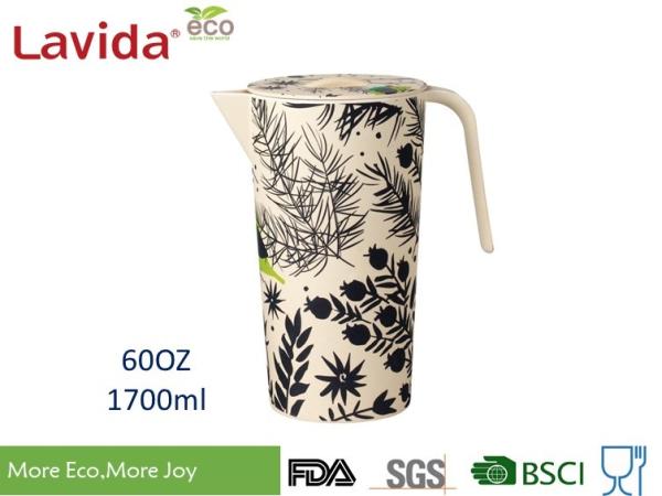 Buy cheap Large Capacity Bamboo Water Jug Environmental Friendly Glass Non - Toxic Easy Cleaning from wholesalers