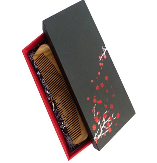 rigid lid and base comb paper box hinged magnet comb packaging box luxury foam EVA tray comb box