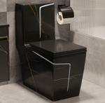Siphon Flushing Floor Mounted Black White Toilet S Trap Hotel Design