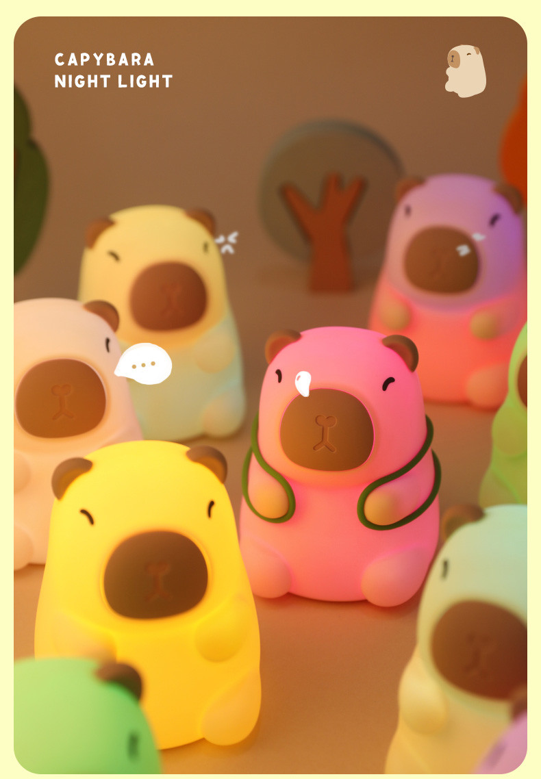 New Arrival Seven Color Silicone Capybara Night Lamp Birthday Gifts Night Light