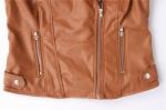Water Resistant Coffee Faux Leather Bomber Jacket Womens 100% Polyurethane