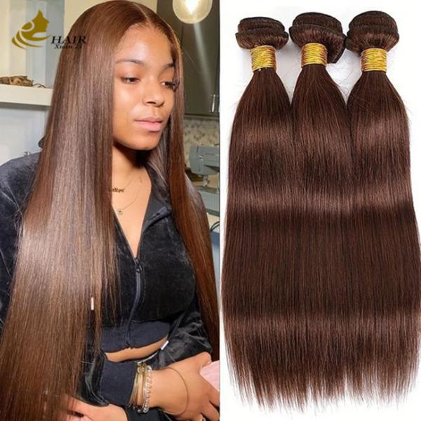 Buy cheap 4# Color Chocolate Brown Straight Bundle Human Hair Bundles Weft from wholesalers