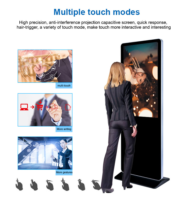 All In One Floor Standing LCD Advertising Player For Subway Stations Airports