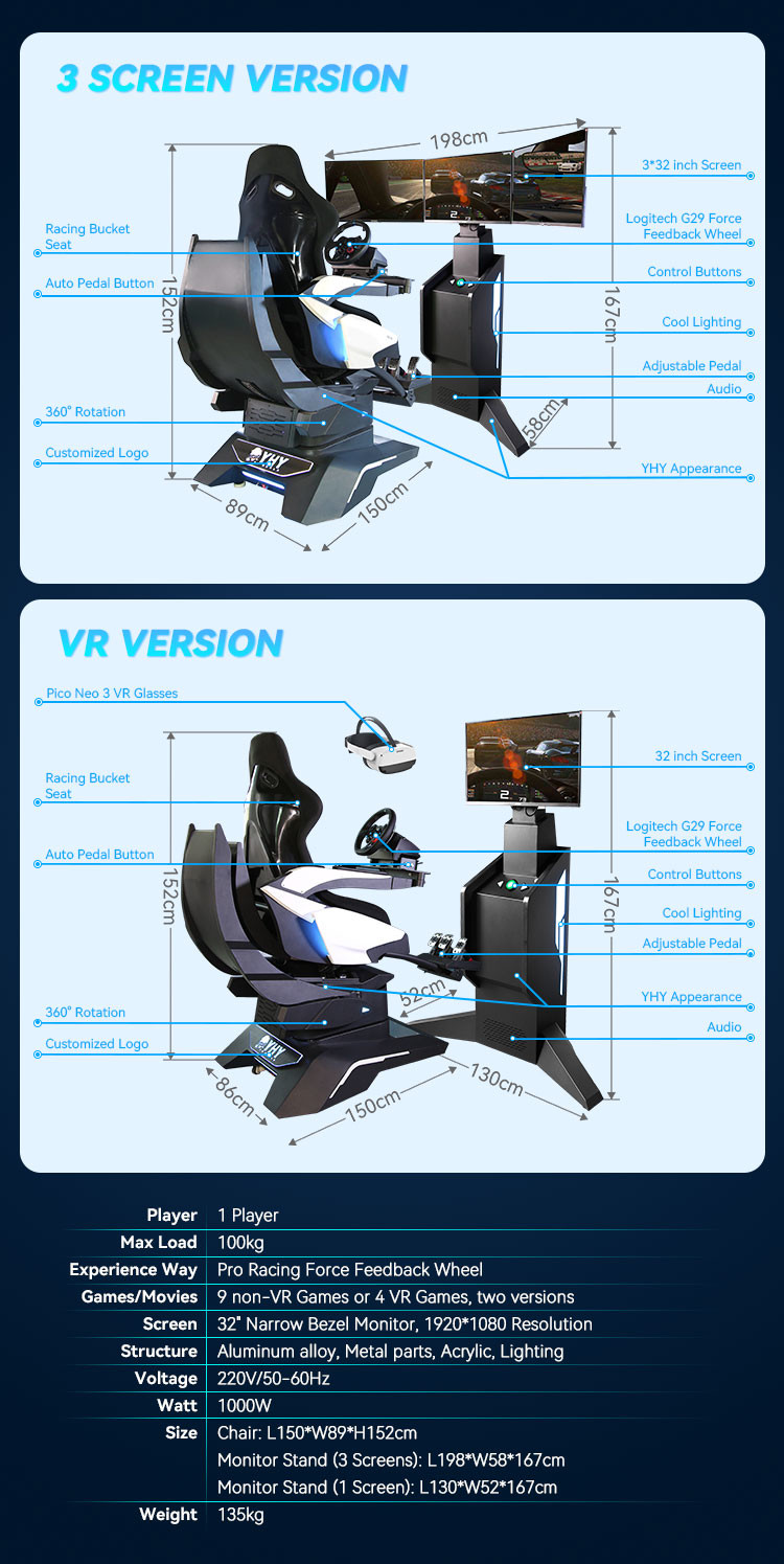 YHY Ultimate Racing All-Aluminum Alloy VR Racing Simulator for an Immersive Experience
