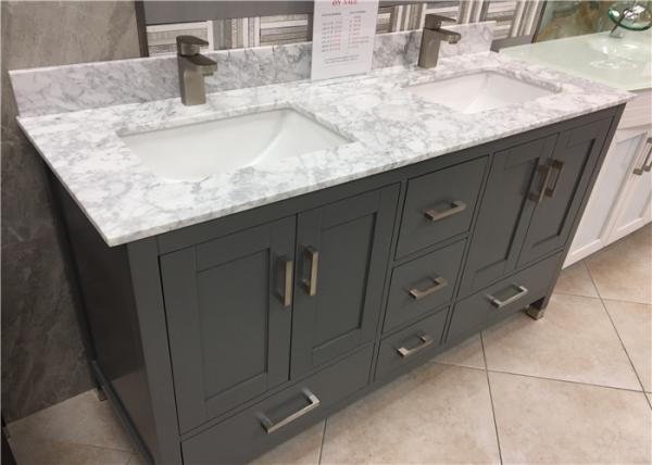 Buy cheap Big Vein White Carrera Marble Countertops Eased Edges With Double Sinks from wholesalers