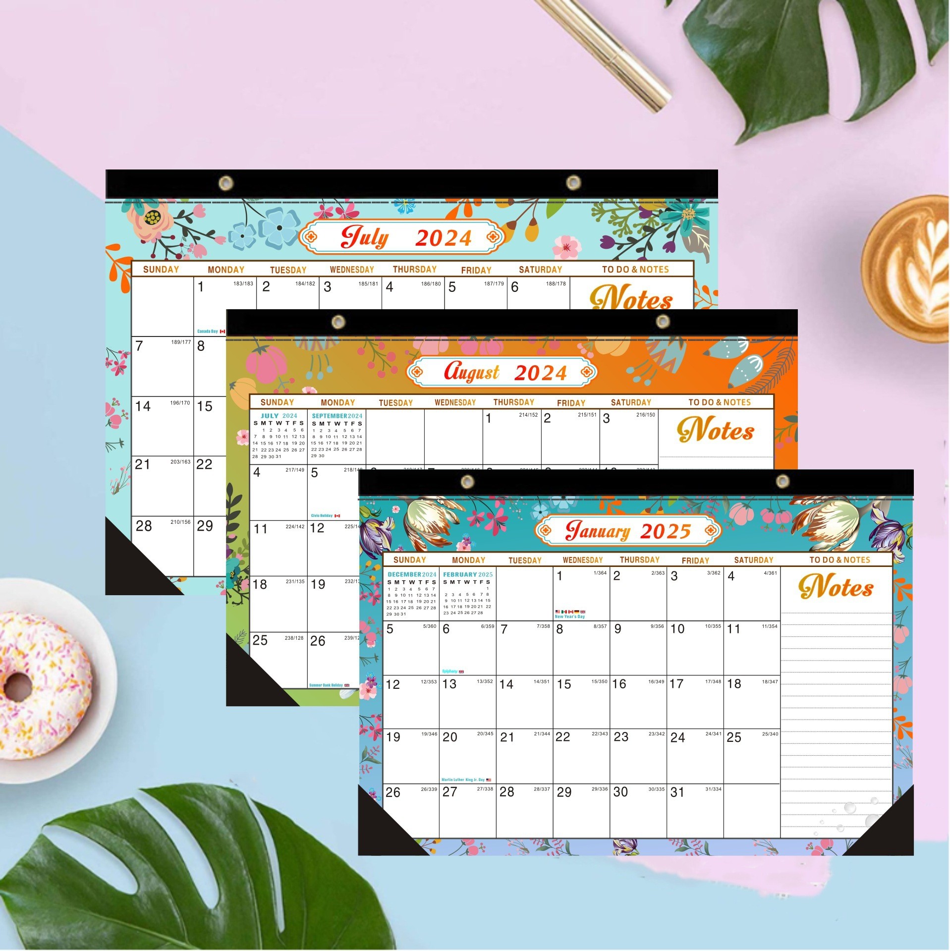 Glossy Paper Type Custom Wall Calendars 12 X 12 Inches Monthly View Layout