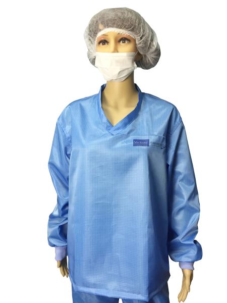 Buy cheap 5mm Grid ESD Safe Clothing V Neck Long Sleeve Anti Static T Shirt And Pants from wholesalers