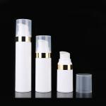 Cylindrical 15ML White PP Plastic Airless Pump Bottle With Snap Lotion Pump