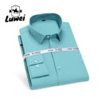 Men Long Sleeve Business Shirts Single Button Casual Plaid Striped Shirt