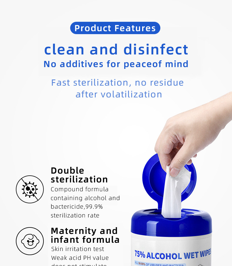 OEM Antiseptic 75% Alcohol Wet Wips Kill Germs And Virus
