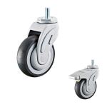 TPR 5 Inch Threaded Stem Casters , 135kg Loading Hospital Bed Caster Wheel