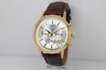Stainless Steel Back Watch / Genuine Leather Watch With Power Reserve , Logo