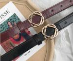 3cm Wide Women's Fashion Leather Belts Twisted Flower Shape Buckle Rose Gold