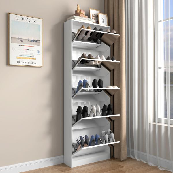 Buy cheap 5-layers Flip-up drawers mirror shoe cabinet large storage shoe organizer for entryway from wholesalers