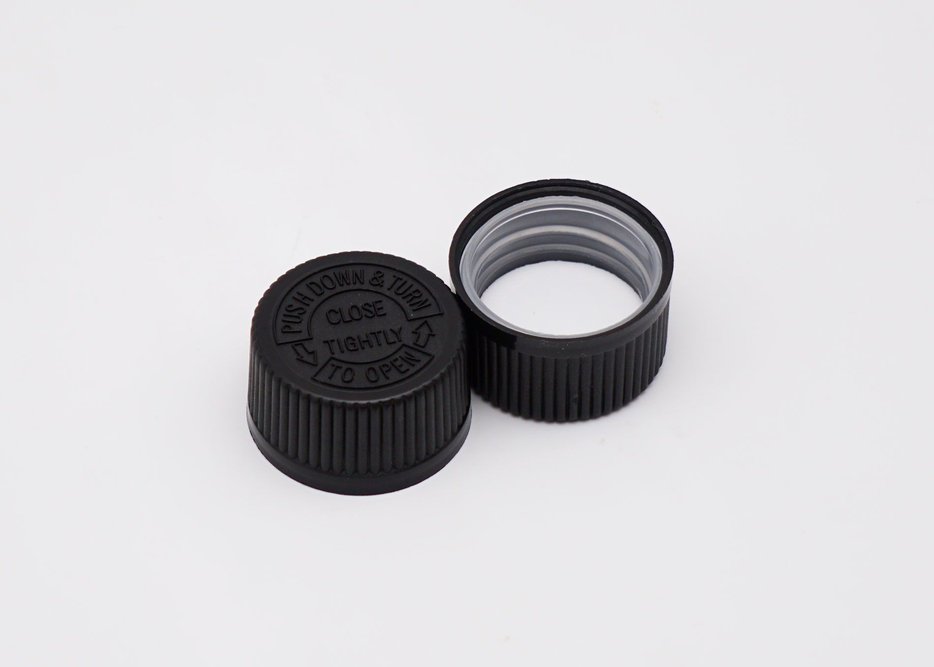Plastic Screw CRC Child Proof Cap 18mm Ribbed For Bottles
