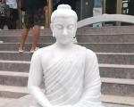 White Marble Sitting Buddha Statue Life Size Natural Stone Garden Sculpture