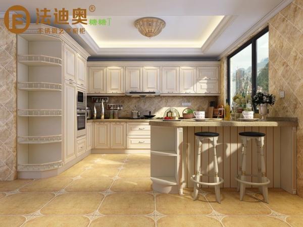 Buy cheap Fadior Classic French Kitchen Cabinets With Elegant Curved Displays And Functional Island from wholesalers