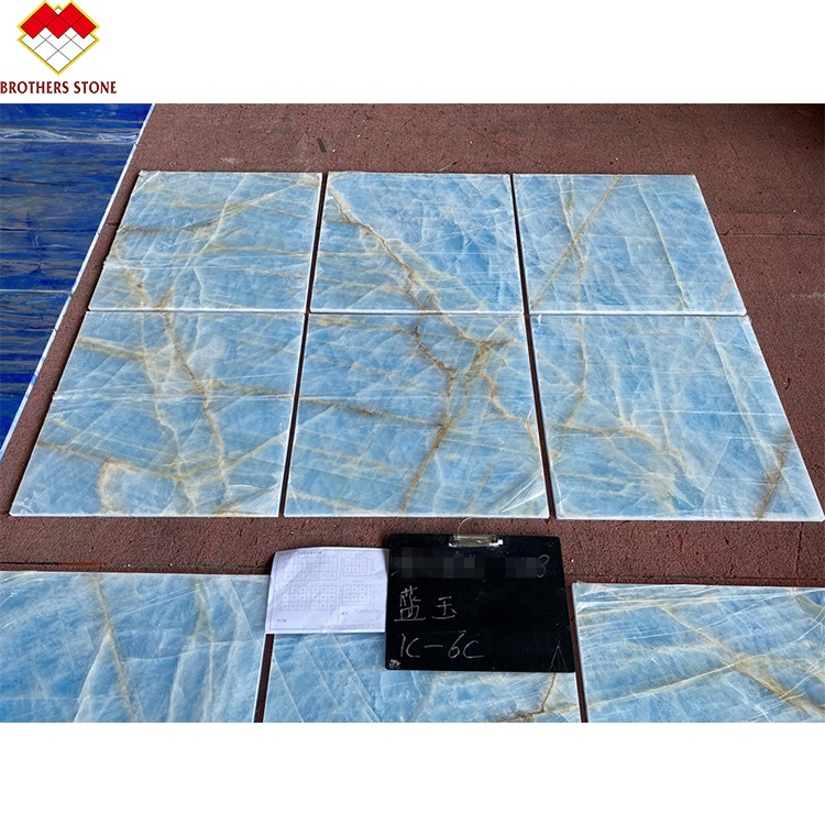 Beautiful Backlit Blue Crystal Onyx Slab Perfect for Modern Home and Hotel Decoration
