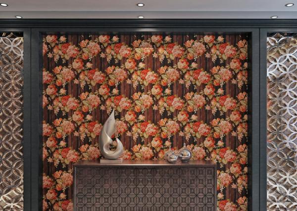 Buy cheap Flora Washable Vinyl Wallpaper / PVC Wall Covering Country Style For Bedroom , Deep Embossed from wholesalers