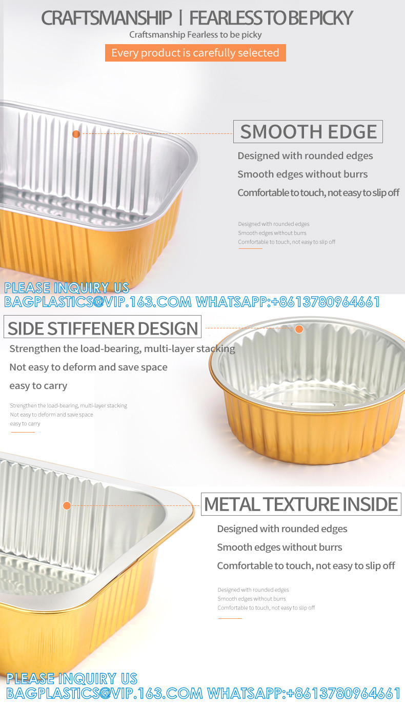 270mm Diameter 3100ml Air Fryer Thickened Food Storage Golden Aluminum Foil Pot Containers FKitchen Cooking Baking