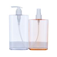 Buy cheap 500ml Orange rectangle smooth with white pump for shampoo lotion bottle product