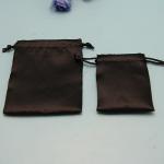 Luxurious Silk / Satin Drawstring Bag For Hair Extensions Packaging Black Color