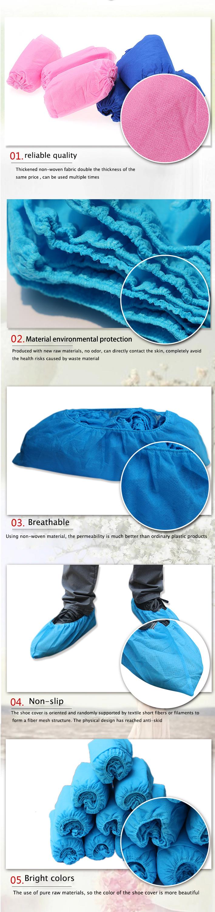 pink Non Slip Thin 3gsm 40gsm Non Woven Shoe Covers
