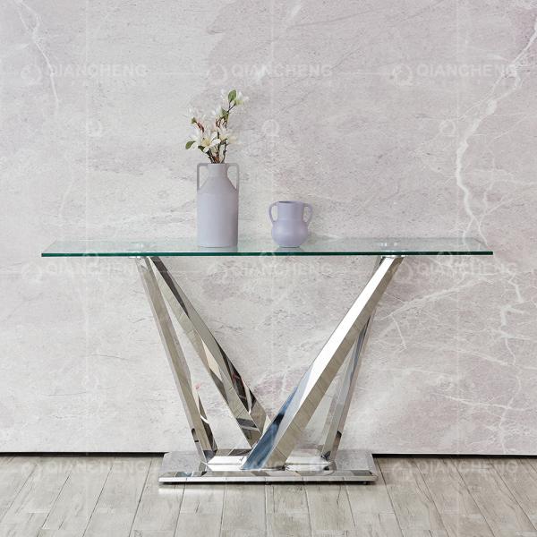 Buy cheap 160cm Glass Top Metal Console Table from wholesalers