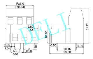 Electrical Printed Circuit Board Connector , Pcb Wire Connector DL127A-XX-5.0/5.08