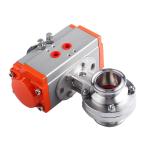 Water Media Sanitary Stainless Steel 304 Tri Clamp Pneumatic Actuator Butterfly