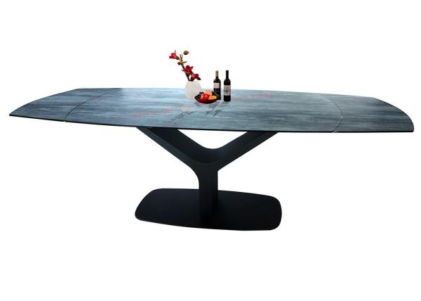2.3 Meter Extension HPL Dining Table Tempered Glass Topped Heavy Duty Steel