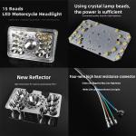 High Power Limit Lumen 18 Beads Motorcycle LED Square Headlight