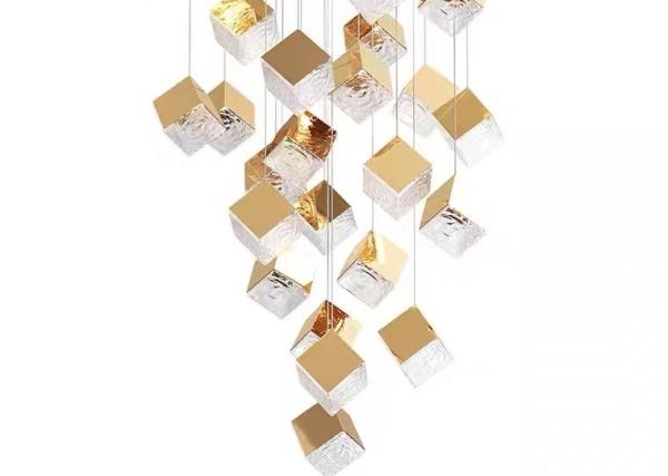 Buy cheap Zhongshan Supplier Big Gold and Silver Square Shade Interior Living Room Decorative Lighting Chandelier from wholesalers
