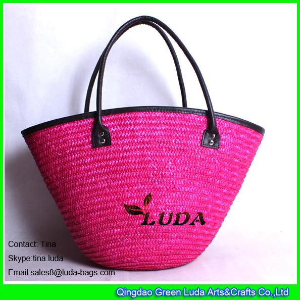 Buy cheap LUDA drawstring bags pink beach totes women wheat straw beach bags from wholesalers